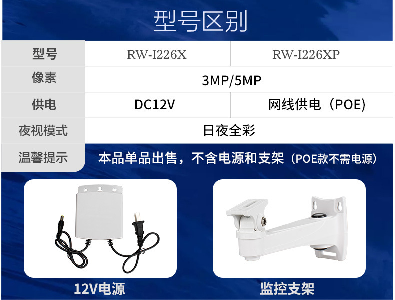 网络数字摄像头POE高清全彩夜视手机远程室外音频对讲警戒监控器