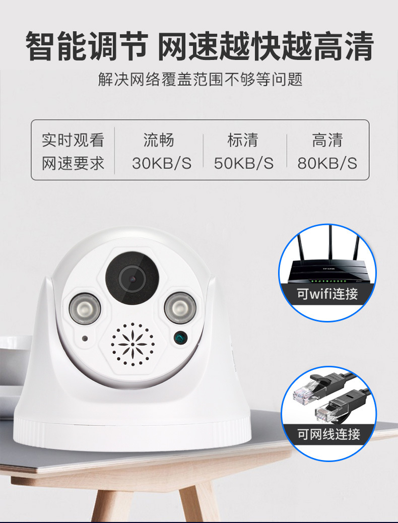 无线半球监控器 高清店铺楼道家用wifi网络手机远程摄像头