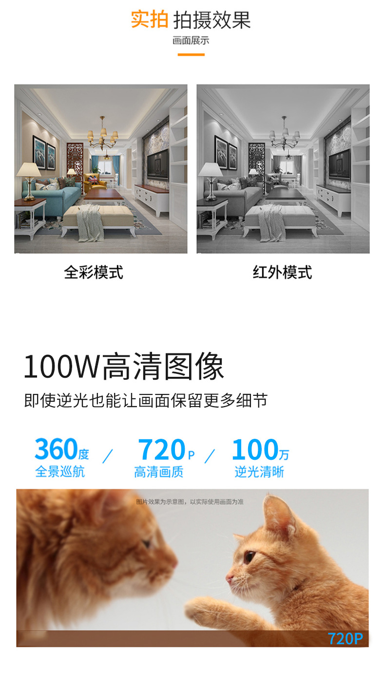 V380无线家用摄像头室内WiFi远程高清全景360度灯泡摄像头