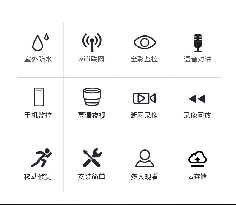 wifi家用监控室外防水高清夜视无线安防摄像头手机远程摄像头