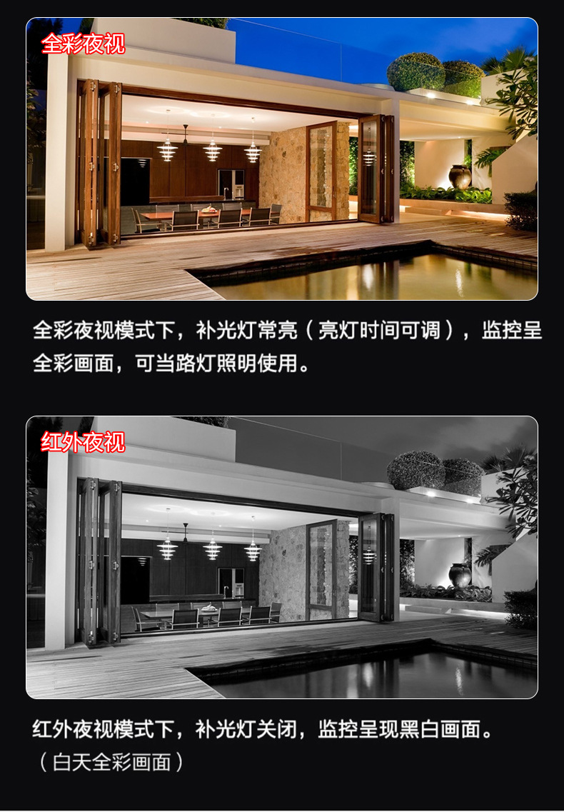 wifi家用监控室外防水高清夜视无线安防摄像头手机远程摄像头
