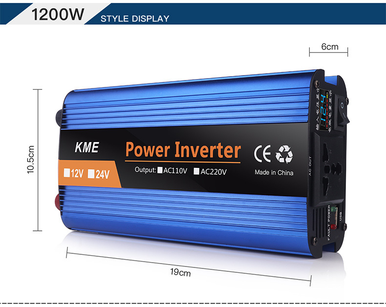 智能车载家用逆变器12V24v转220v转220户外太阳能光伏车载转换器