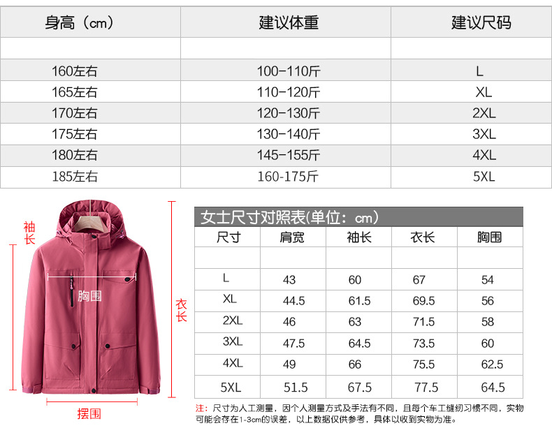 吉普盾 秋冬户外羽绒冲锋衣男单层加厚加绒外套大码登山服