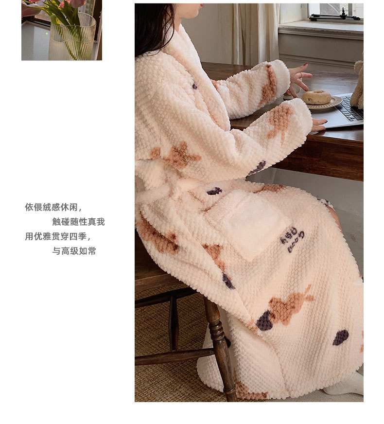  卡欧澜 新款冬季睡袍女士感珊瑚绒加厚加绒睡衣高级感