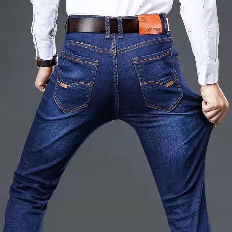 吉普盾 加绒牛仔裤男冬季新款加厚男裤弹力直筒宽松休闲