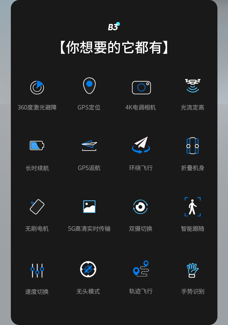 安奈尔 B3无人机高清航拍遥控飞机gps自动返航激光避障无刷电机