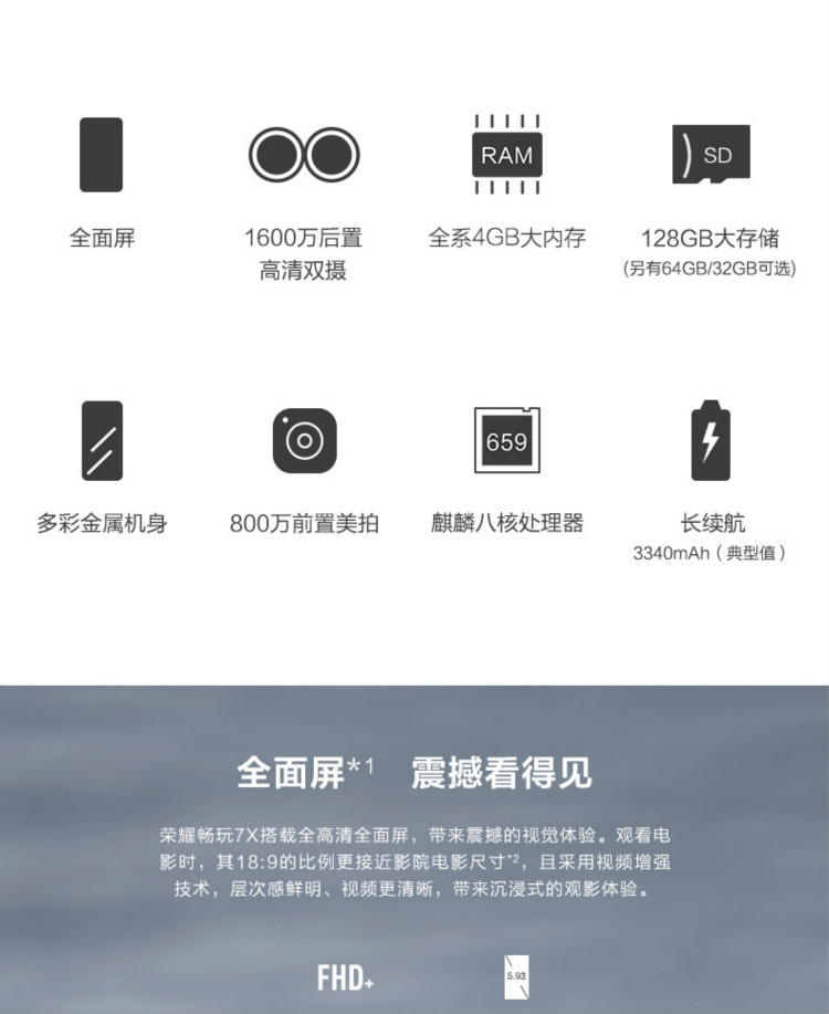 【湖南馆】华为/HUAWEI 荣耀7X 畅玩7X 手机  全网通(4G+32G)标准版