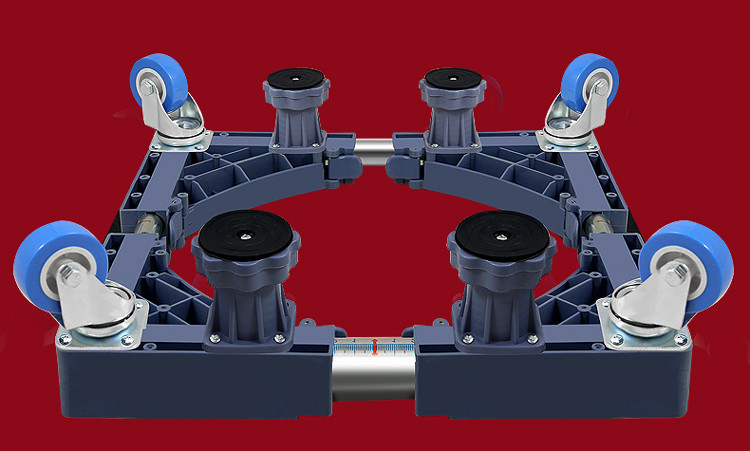 思航 洗衣机底座不锈钢加高垫增高脚架全自动滚筒冰箱万向轮支托架 19圆4小花腿4单锁轮