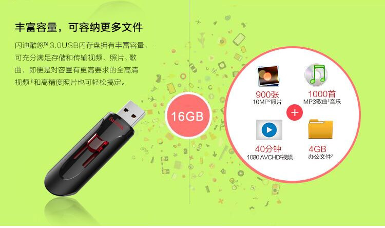 闪迪/SANDISK 酷悠（CZ600） 16GB USB3.0 U盘 闪迪U盘优盘