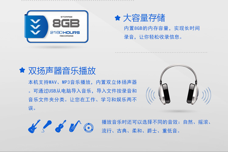 飞利浦/PHILIPS 8GB学习记录 30米远距离飞利浦录音笔远距离无线录音麦克风