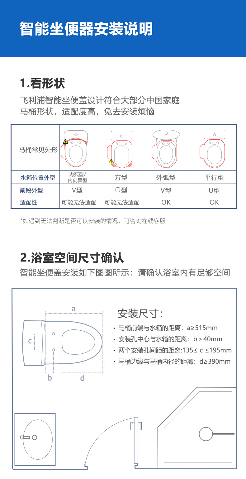 飞利浦（PHILIPS）智能马桶盖即热式暖风除臭 遥控全自动冲洗 全功能电子坐便盖 AIB2255