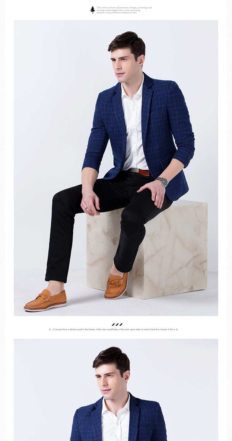 博纳罗蒂 秋季新款韩版修身西装男时尚男式休闲西装男外套