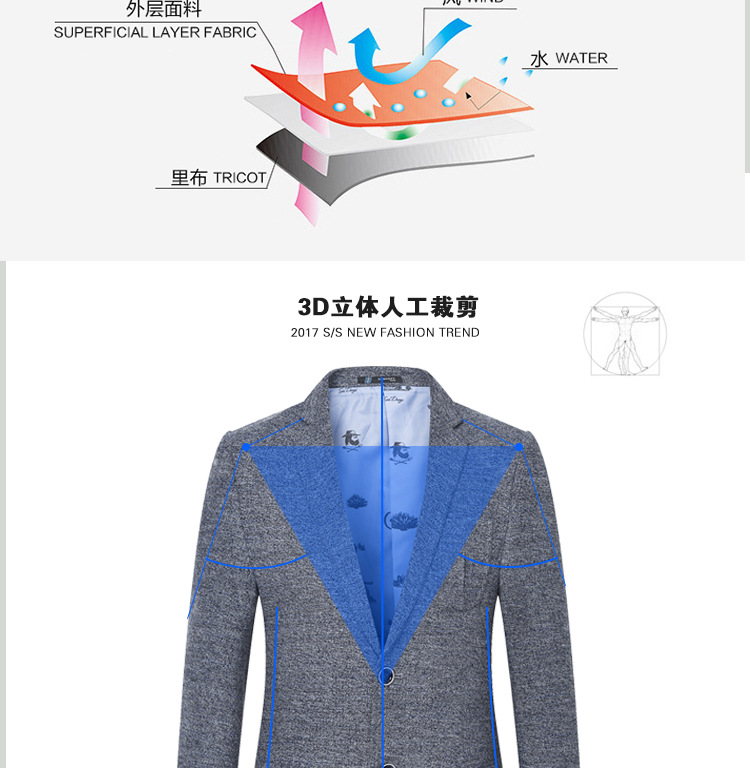 博纳罗蒂  春季新款商务男士西服 韩版修身男士西服 纯色休闲男士西服9861