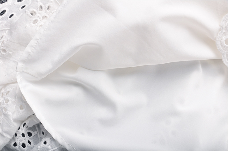 法米姿   白色刺绣镂空蕾丝秋季新款文艺圆领娃娃款两件套中长款连衣裙	98336