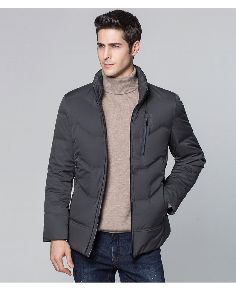 莱诗伯特   冬季新款男式羽绒服加厚中青年短款立领纯色保暖商务外套88003