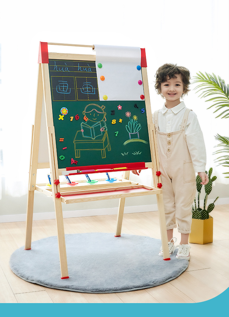 育儿宝 小黑板家用宝宝儿童涂鸦支架式画画写字板幼儿画架磁性无尘画板