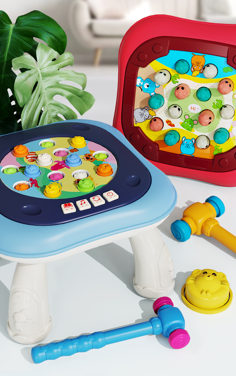 育儿宝 儿童电动打地鼠玩具趣味游戏桌面游戏机0-3岁1宝宝音乐早教