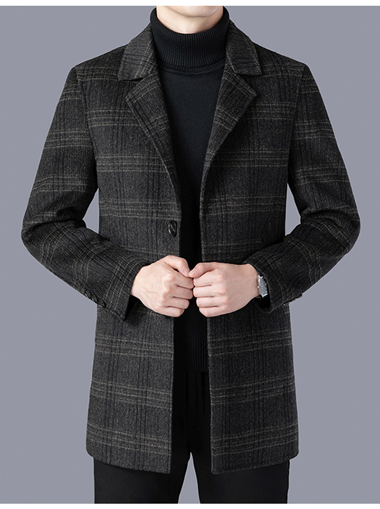 莱诗伯特 手工缝制秋冬新款阿尔巴卡双面呢大衣男士中长款羊毛大衣呢子外套