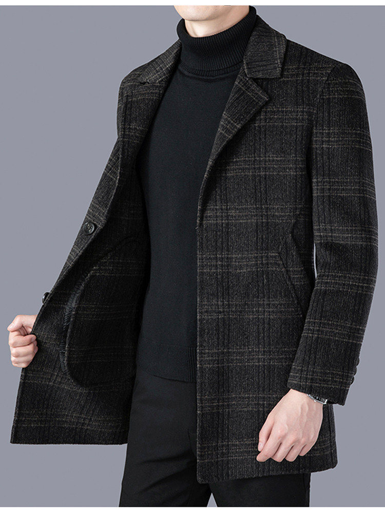 莱诗伯特 手工缝制秋冬新款阿尔巴卡双面呢大衣男士中长款羊毛大衣呢子外套