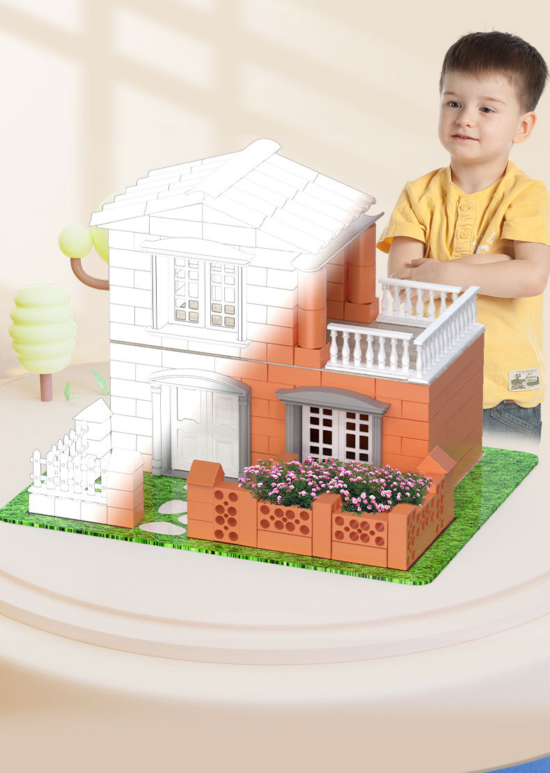 育儿宝 小泥瓦匠儿童手工建筑盖房子砌砖拼装积木玩具男孩砖头砌墙