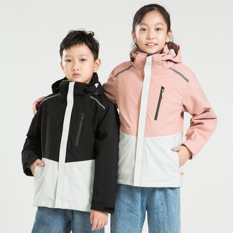 乡情浓 户外冲锋衣儿童款两件套三合一滑雪服运动保暖服校服