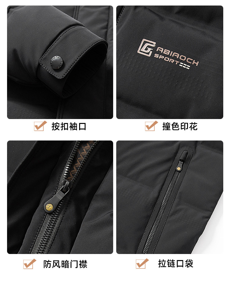 LANSBOTER/莱诗伯特 新款秋冬羽绒服男中长款脱卸帽休闲保暖鸭绒82309