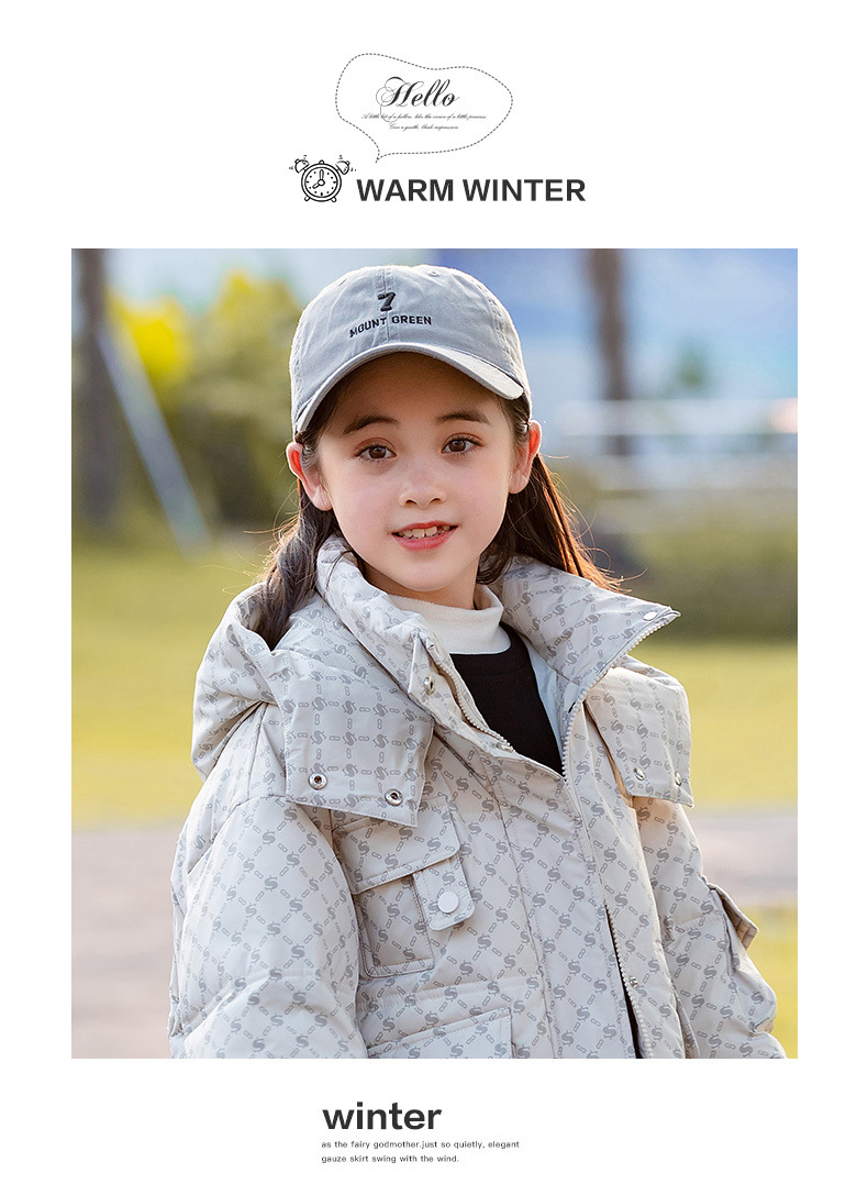 乡情浓 儿童羽绒服女童中长款新款韩版中大童加厚女童冬季