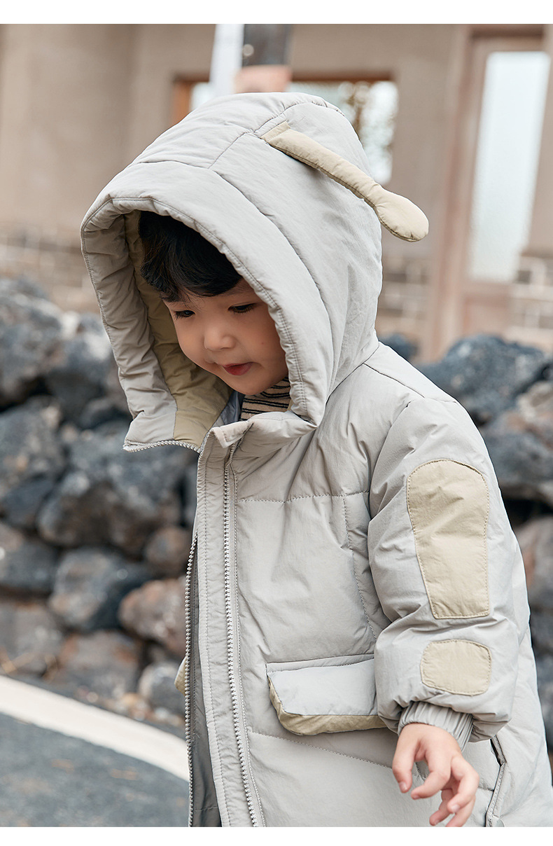 乡情浓 新款冬季儿童羽绒服男童中长款韩版男小童冬季加厚童装