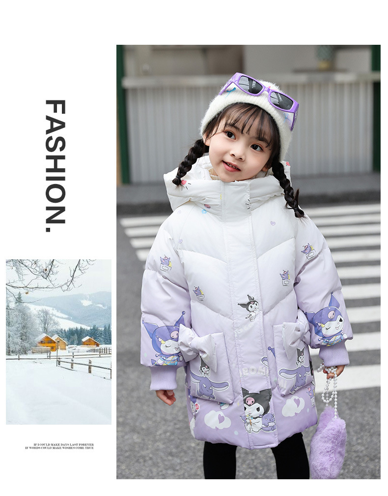 乡情浓 羽绒服外套儿童中长款新款韩版女孩中小童冬季加厚