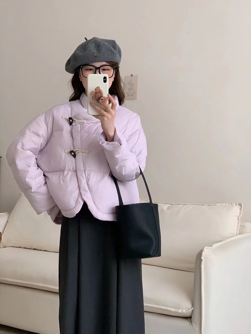 法米姿 冬季新款韩系小个子学生韩版牛角扣羽绒服女短款