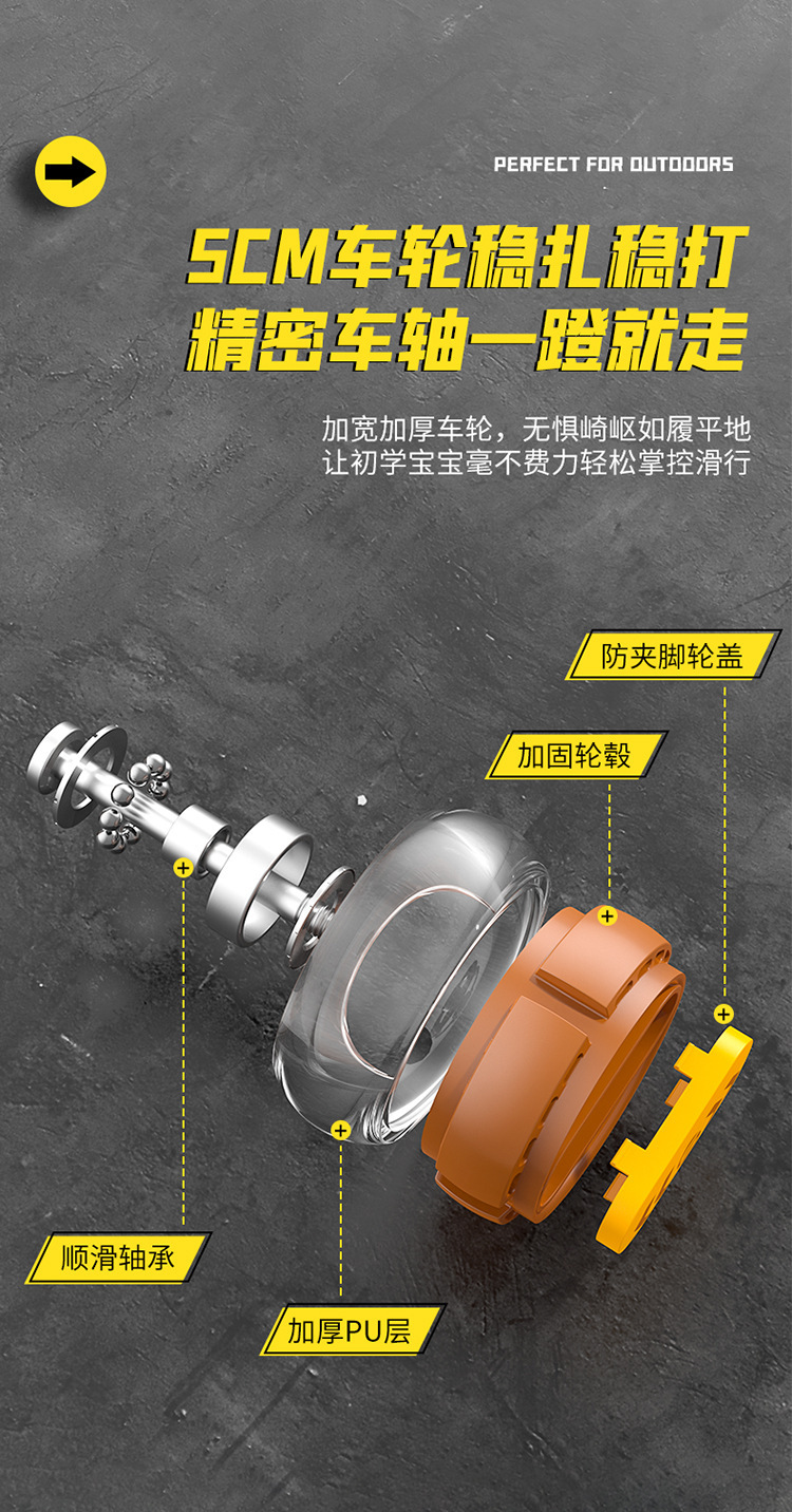 豪威 儿童滑板车可坐可滑三合一可折叠滑行车 2-8-15岁宝宝单脚