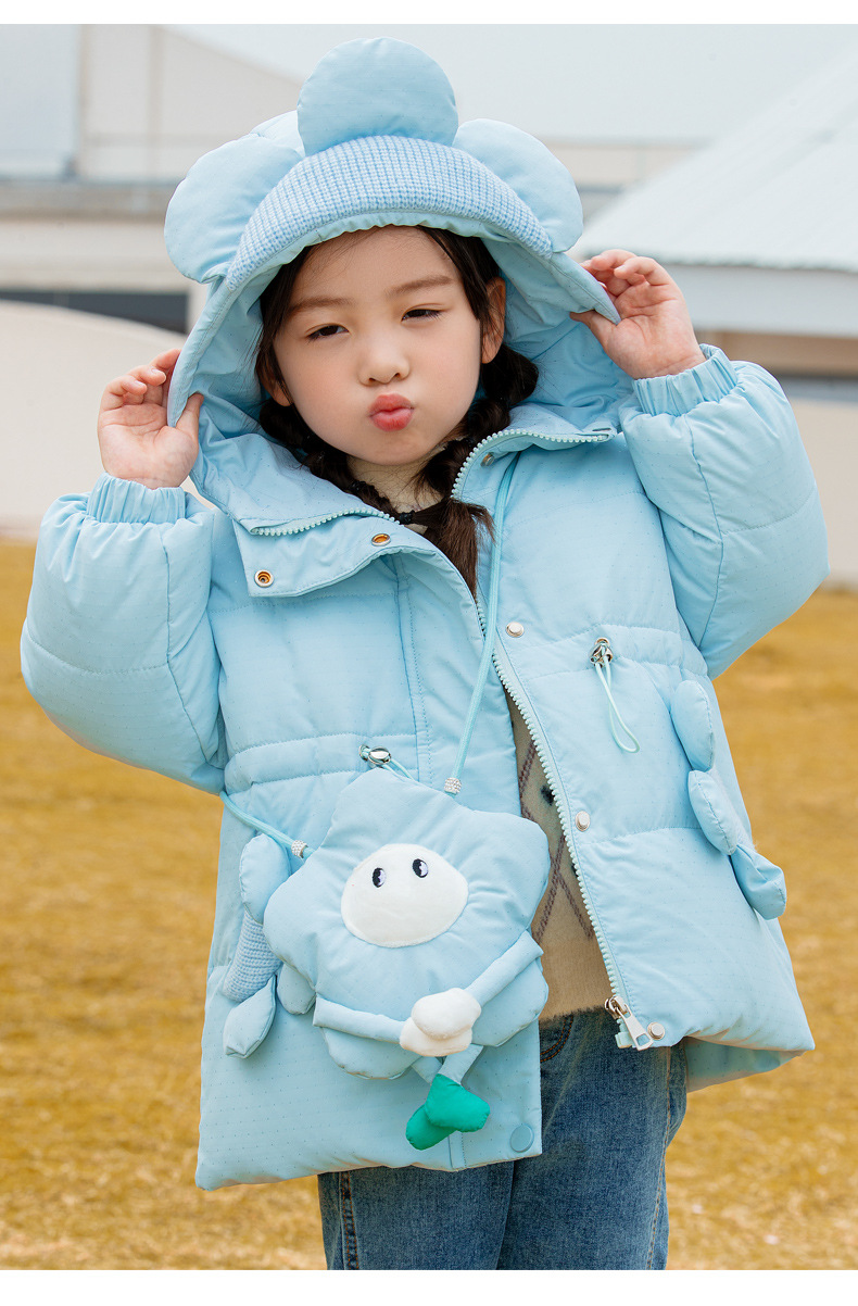 乡情浓 女童羽绒服新款冬季中小童韩版童装公主白鸭绒连帽