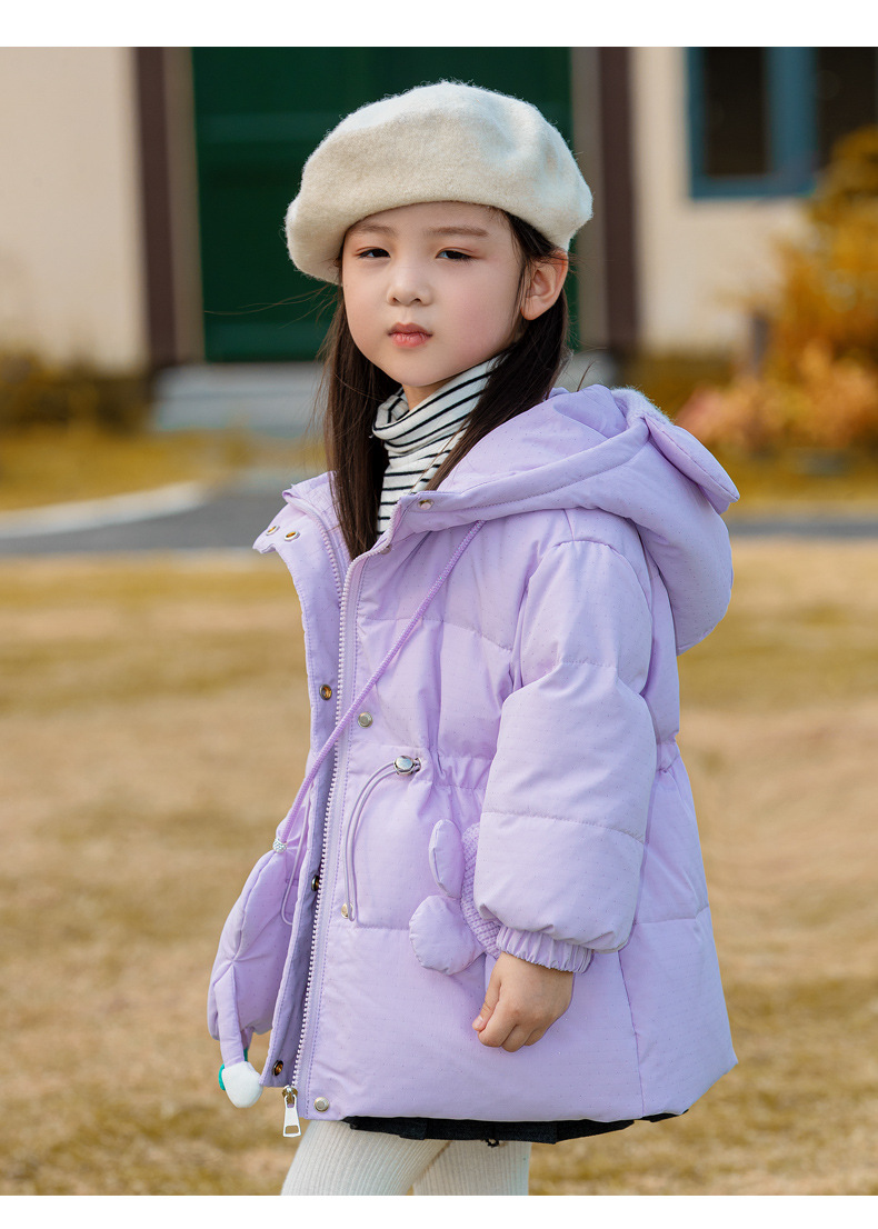 乡情浓 女童羽绒服新款冬季中小童韩版童装公主白鸭绒连帽