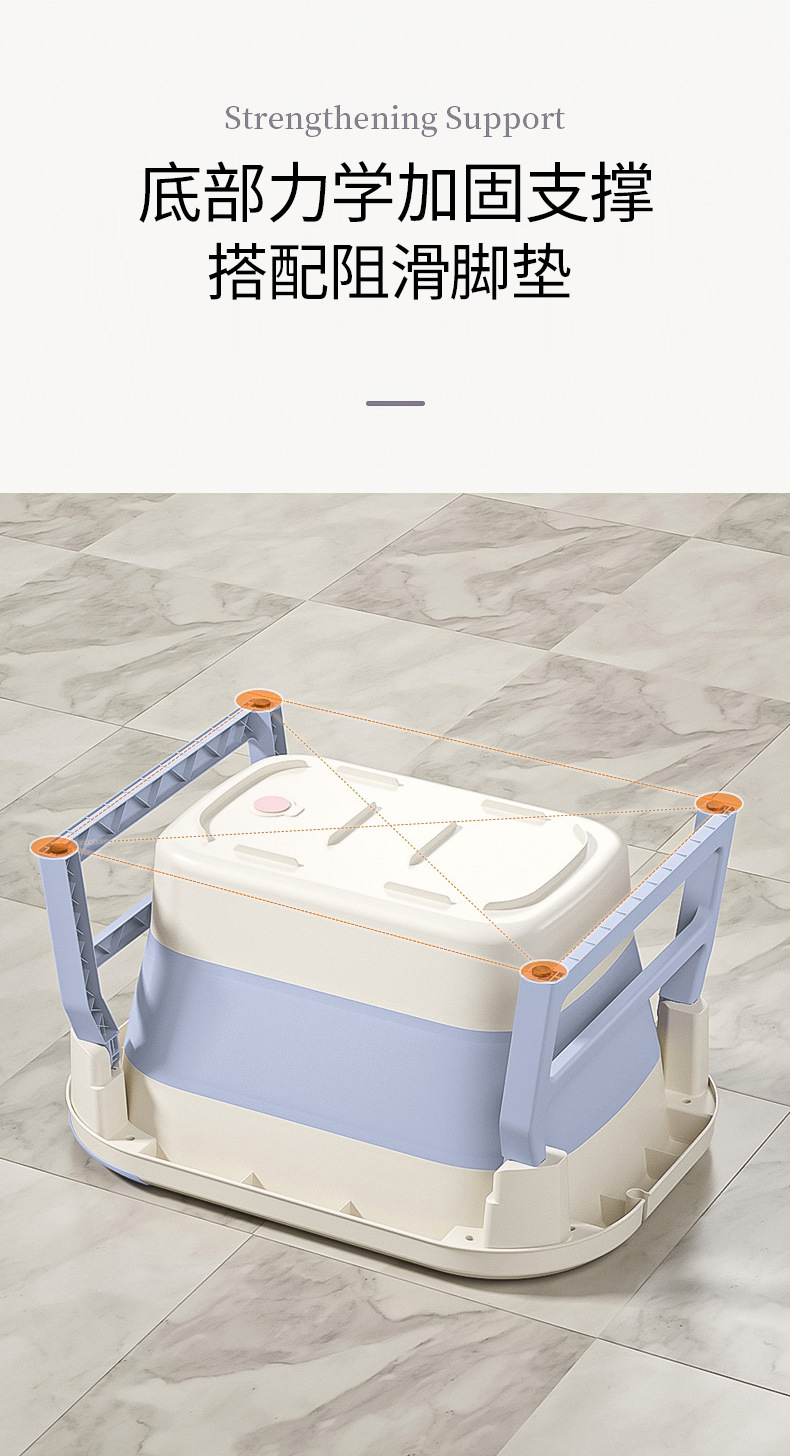 育儿宝 婴幼儿洗澡游泳加厚浴桶家用便携可拆卸浴凳可折叠宝宝洗浴桶