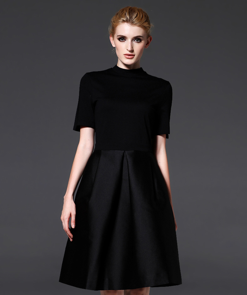 法米姿 新款欧美女装时尚经典赫本风百搭小黑裙显瘦礼服连衣裙