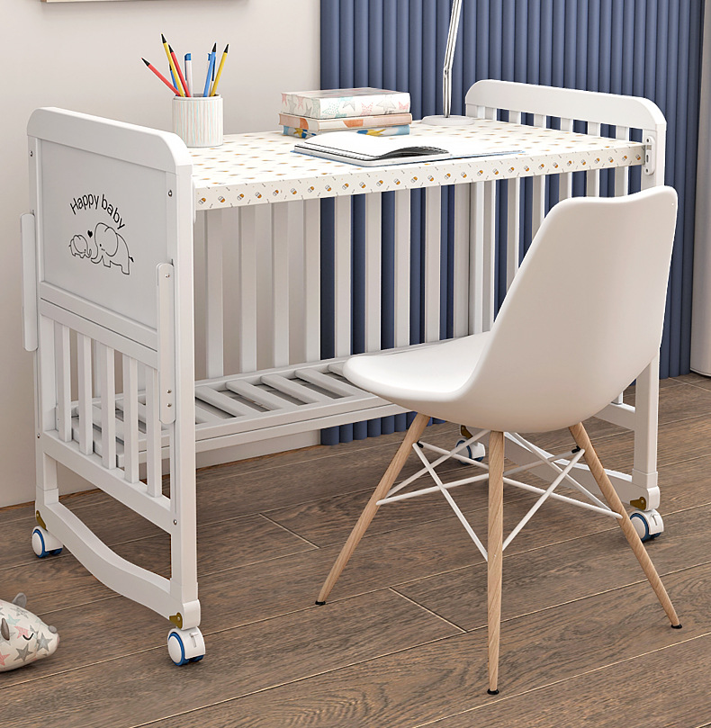 豪威 婴儿床实木环保欧式多功能拼接大床宝宝bb可移动新生儿