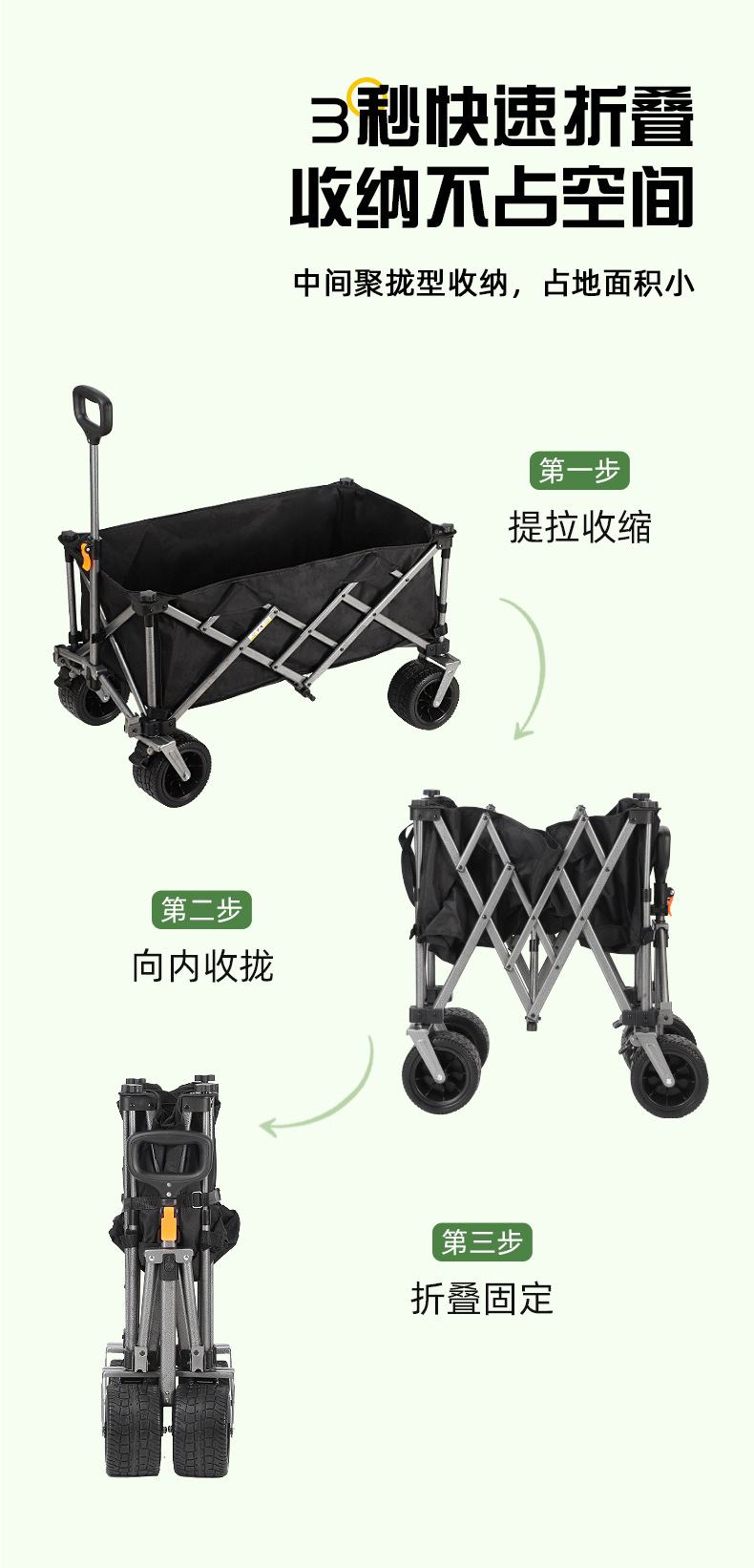 曼巴足迹 户外野营拉车折叠露营小拖车野餐营地车轻便折叠简易拉杆车子