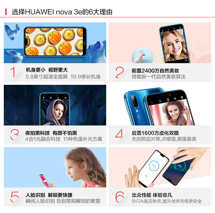 Huawei/华为 nova 3e  128G  全网通手机