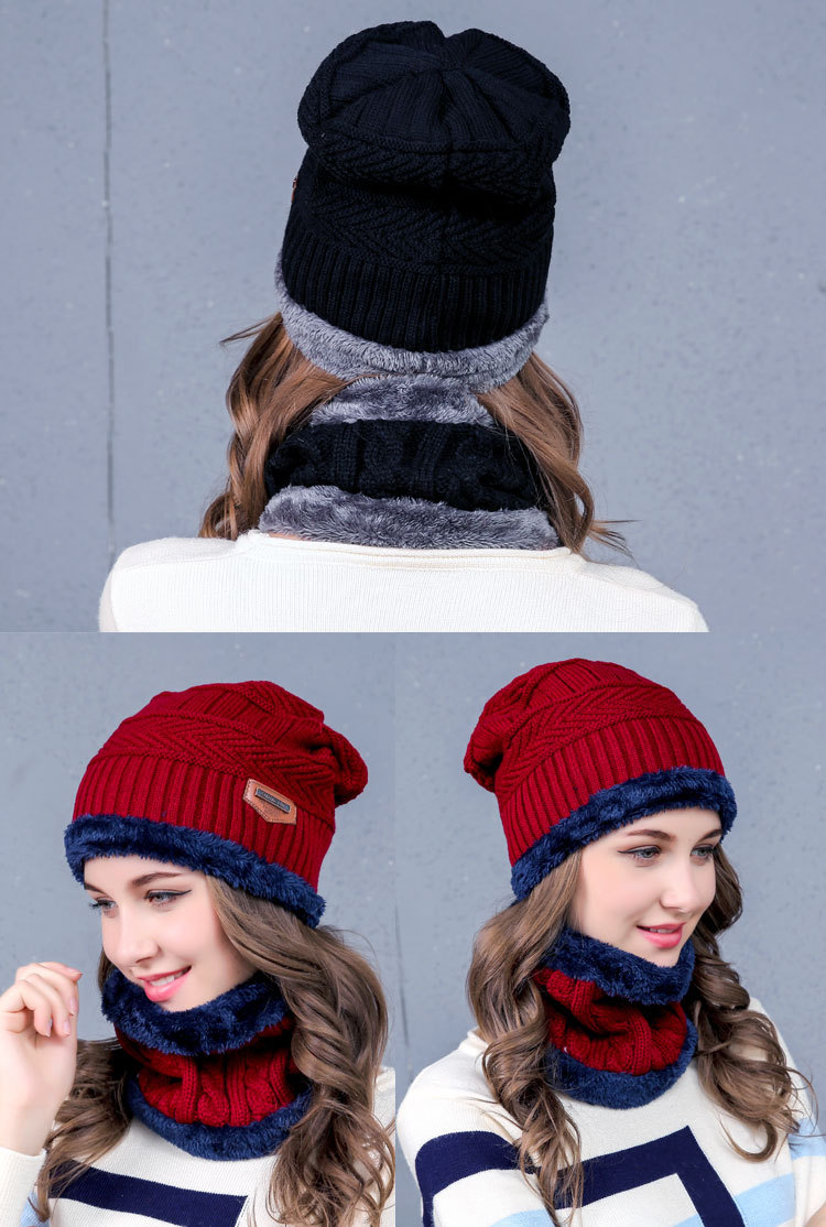 塔尔卡森 帽子男女士韩版针织毛线帽保暖套头冬季加绒帽子潮户外围脖套头帽