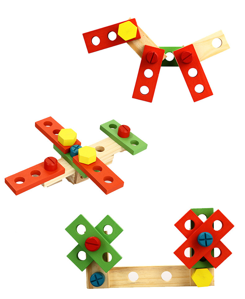木制DIY手提多功能仿真工具箱套装组合儿童 过家家拆装玩具