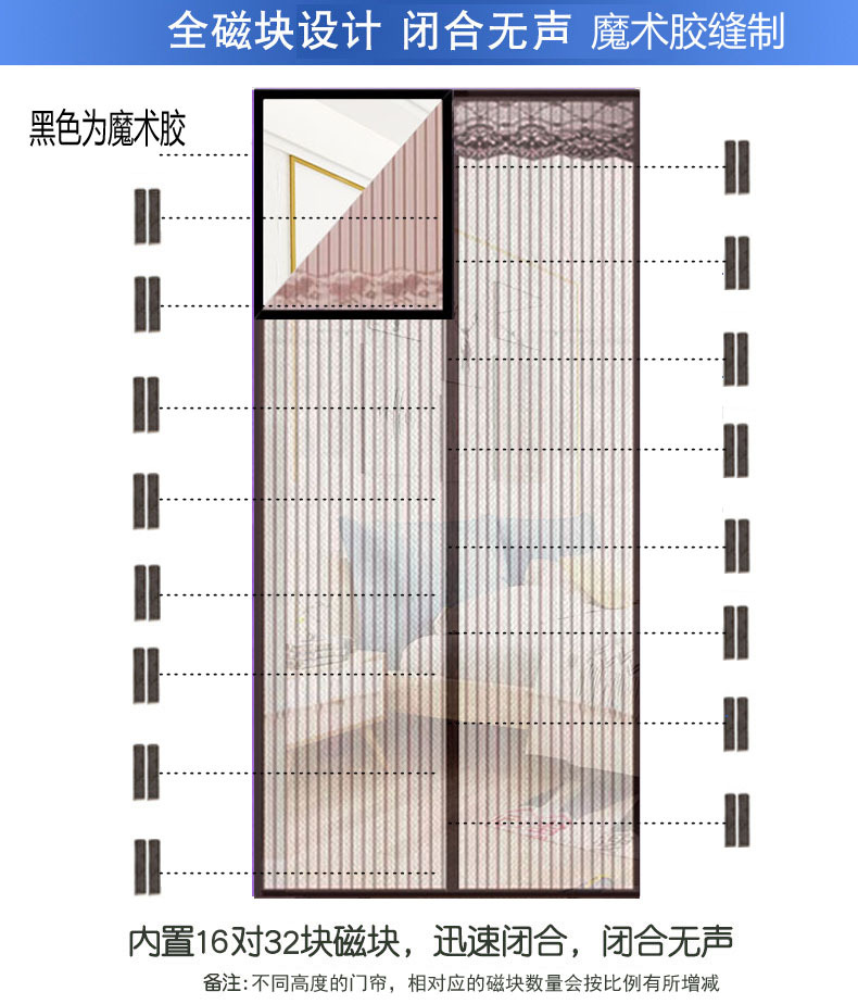 夏季魔术胶门帘 纱门 防蚊门帘/纱门/防蚊磁性软纱门帘 多尺寸