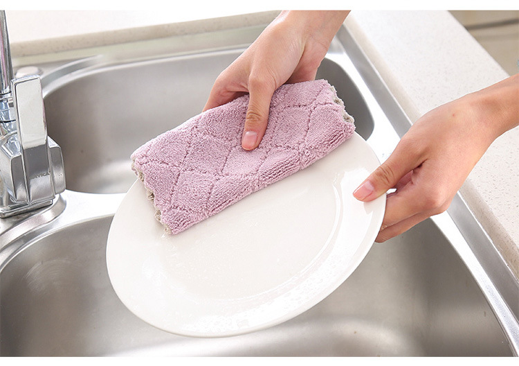 不掉毛吸水抹布 加厚超细纤维百洁布厨房家用清洁布不沾油洗碗巾 5条装