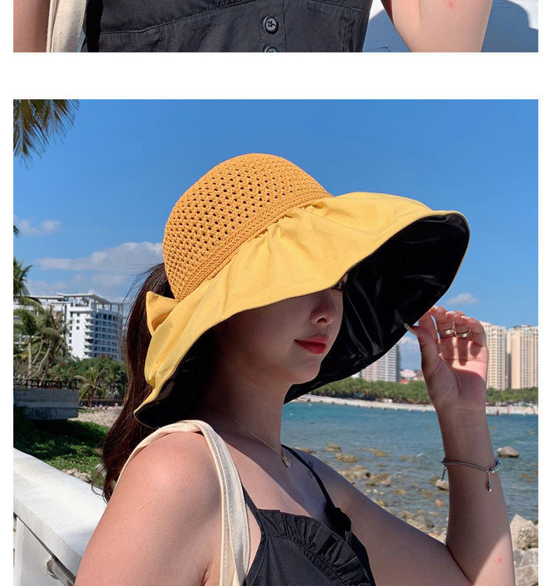 承发 黑胶空顶帽子女夏季新款防紫外线遮脸太阳帽大帽檐渔夫帽uv防晒帽