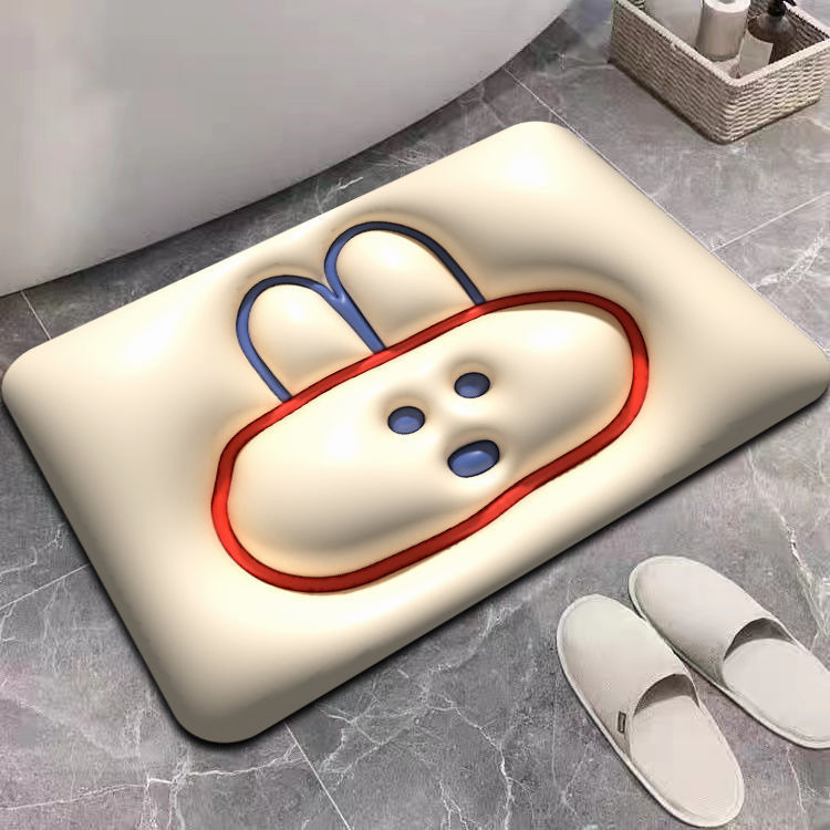 蓝漂(Lampure) ins风吸水3D地垫膨胀小花家用卫生间进门浴室防滑垫软硅藻泥地垫