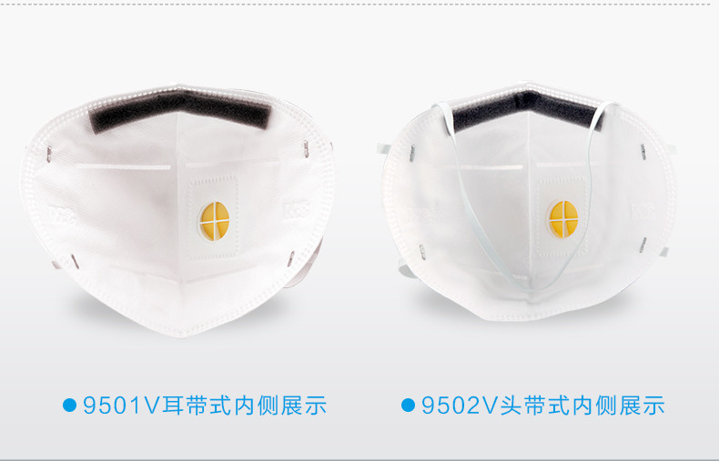 3M PM2.5颗粒物防护防雾霾口罩9501V(KN95带阀耳带式)3只/袋
