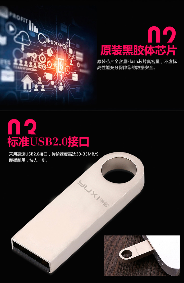 语茜/YUXI 金属电脑U盘64g迷你U盘2.0高速