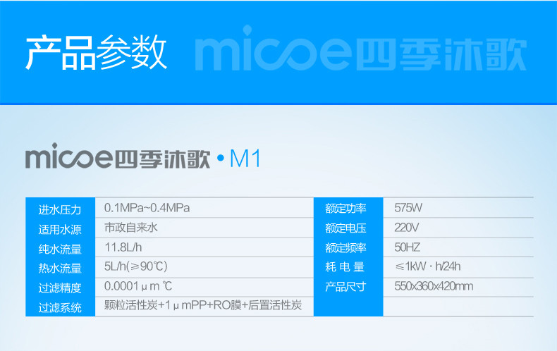 四季沐歌（MICOE）净水器家用厨房净水机 反渗透直饮机 童锁防护 温热双出水/MICOE 四