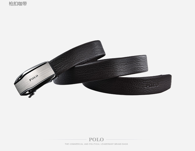 POLO 新款男士皮带自动扣牛皮腰带商务休闲青年韩版黑色百搭裤带010801