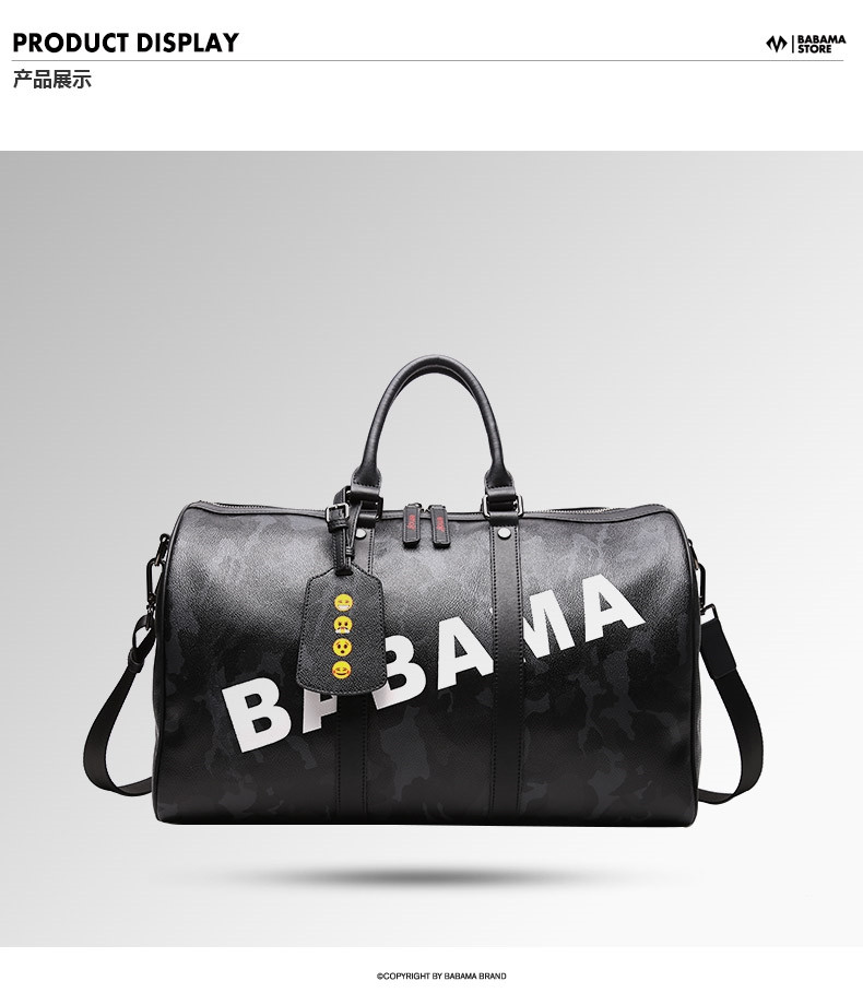 babama2018新款emoji联名潮牌手提包男时尚个性斜挎包旅行健身包