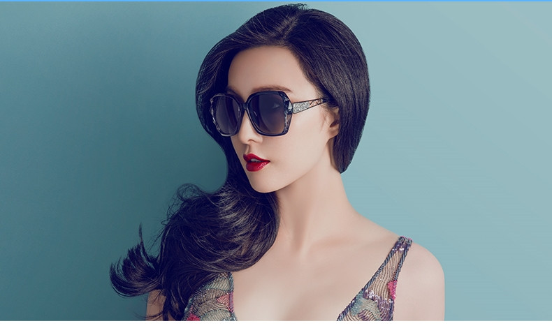 【帕莎】偏光太阳镜女士潮大框方框圆脸长脸品牌眼镜可配近视墨镜 T60072
